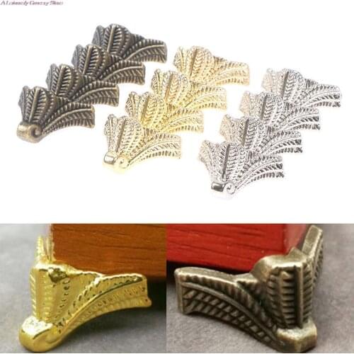 4PCS Antique Corner Protector Bronze Jewelry Chest Box Wooden Case Decorative Feet Leg Metal Corner Bracket Hardware