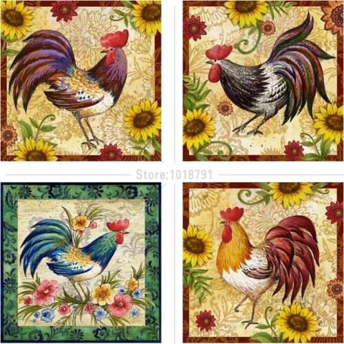 5D Rhinestones Diamond Embroidery Chicken Flower 5d Diy Diamond Painting Cross Stitch Crafts Square Mosaic home decor