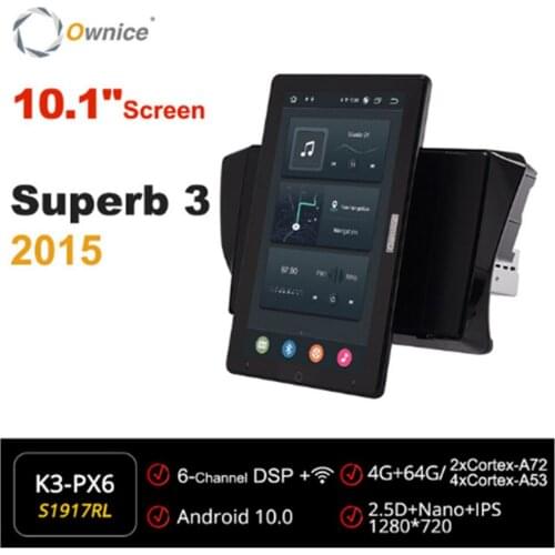 10.1" Auto Rotatable 1280x720 Ownice Android 10.0 Car Multimedia forSkoda Superb 3 2015 Car Auto Radio Audio Video System Unit