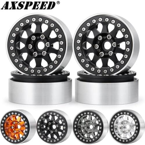 AXSPEED 4PCS 1.9'' Aluminum Beadlock Wheel Rims for 1/10 Axial SCX10 II 90046 RC Rock Crawler Car Wheel Hubs