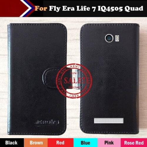 In Stock!Fly Era Life 7 IQ4505 Quad Case,Six Colors Luxury Flip Leather Phone Case For Fly IQ4505 Case With Card Slots Style