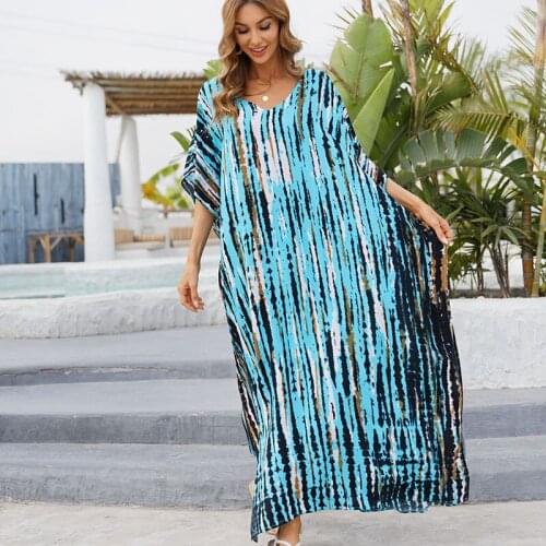Cover Up Beach Women Robe Plage Polyester Bikini Swimsuit Sarong Print Kaftan Pareos de playa Mujer Beachwear Women Maxi Dress