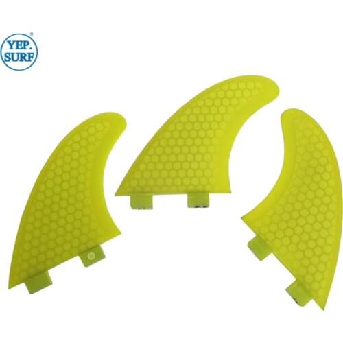 Surfing FCS Fins G3 Size Honeycomb Fibreglass Fin Yellow color Surf Quilhas FCS G3 Surf Fins