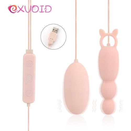 EXVOID Egg Vibrators 20 Frequency Silicone Vagina G Spot Massager Sex Toys for Women Anal Bead Vibrators USB Charging Butt Plug