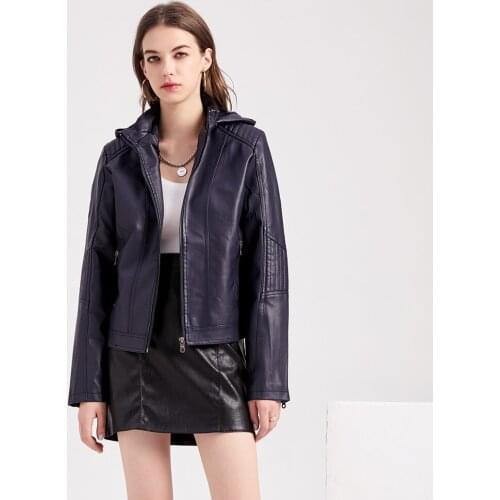 Fnoce Womens Fashion Leather Jackets