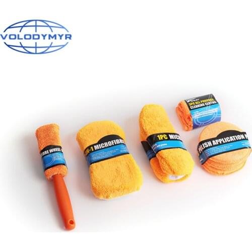 Car Cleaning Tools 9cs Including Microfiber Towel Wash Mitt Wheel Cleaner Wax Sponge Tire Brush for Detailing Auto Care Carwash