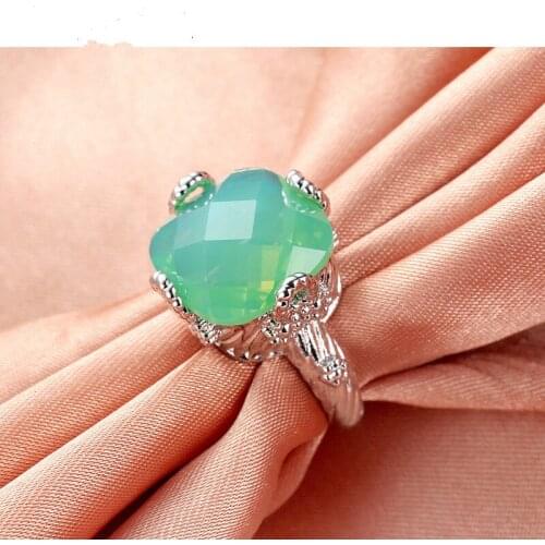 Exquisite Classic Rings for Women Green Zircon Party Wedding Jewerly Engagement Ring