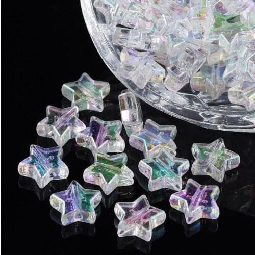 10 Pcs/Lots Colorful 10mm Acrylic PS Environmental Protection Glue Five-Pointed Star Beads DIY Handmade Beaded Jewelry Accessori