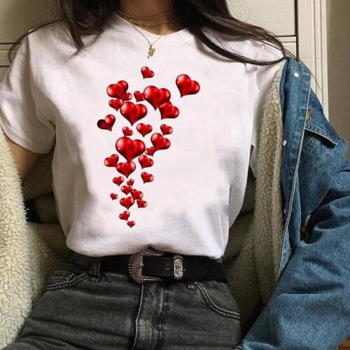 Love Heart Sweet Valentine Cute Style Fashion Female T Shirt Women Lady Tees Kawaii Clothes Vintage Streetwear Y2k Top Casual