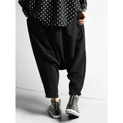 Mens hanging crotch pants fashion trend Hip hop street casual loose low-crotch pants large size fashion mens pants