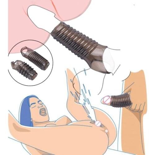 Soft Penis Extender Condom Men Cock Sleeve Ring On Penis Reusable Condoms Spines Sex Studded Enlargement Sex Toys For Male