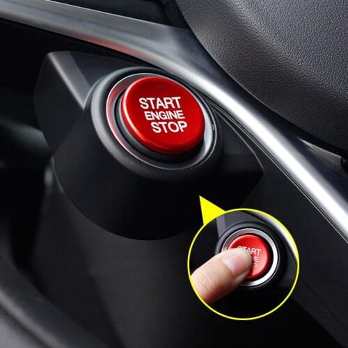 Car Stickers For Alfa Romeo Stelvio Giulia Auto Ignition Push Engine Start Stop Button Carbon fiber Cap Car Accessories
