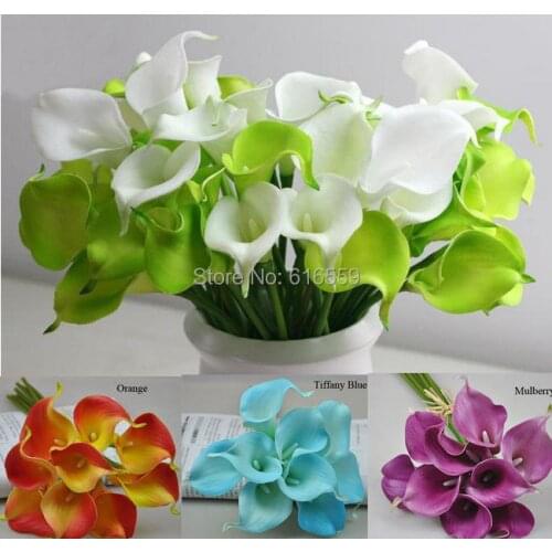 30pcs/lot Real Touch PU Calla Lily Decorative Artificial Flowers For Wedding Bouquet Party Home Decoration 10 Colors (no Vase)