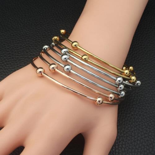 Newest Personality Simple Round Stainless Steel Jewelry 3 Colors 68mm Bangles For Women BFAZAFBH