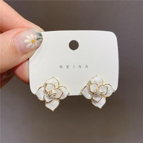 ZDMXJL 2021 New Arrival Trend Womens Earrings Fine Sweet White Flower Earrings For Women Girl Party Jewelry Gifts Drop-shipping