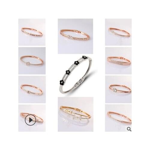 New buckle bracelet alloy diamond European and American popular bracelet combination womens bracelet