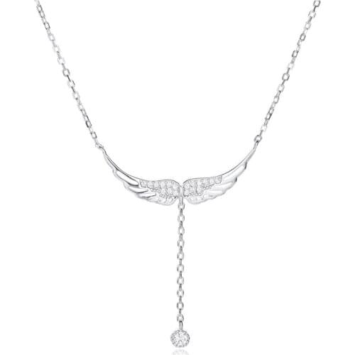 CHN43 Wings Pendant Necklace for Women Silver 925 Sterling Angel Wings Jewelry Silver Neckalces