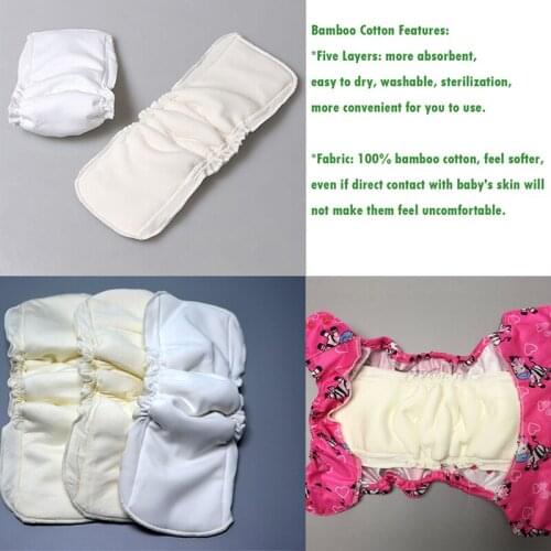 5 Layers Cotton Inserts Washable Reusable Baby Cloth Diaper Nappy Waterproof PUL No Microfiber