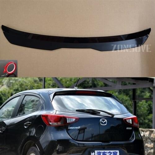Use For Mazda 2 2015-2019 Year Roof Spoiler Carbon Fiber Look Accessories Body Kit Factory Style