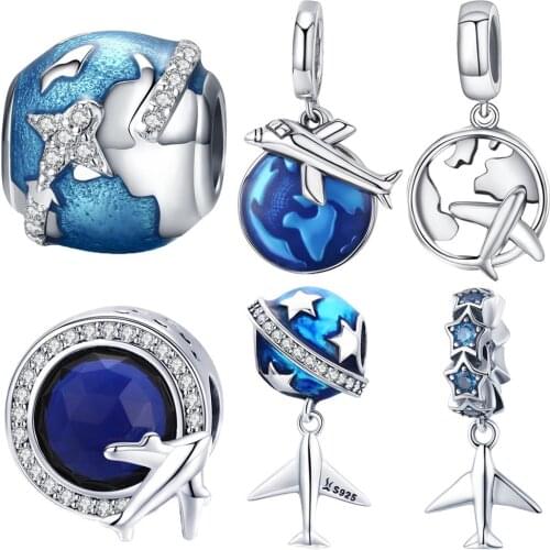 Fit original bangle charm bracelets global airplane dream charms bead 925 sterling silver necklace pendant jewelry gift making