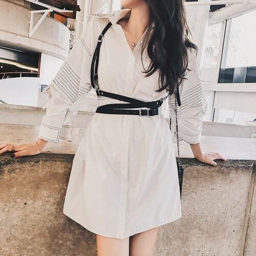 Retro Punk Strap Girdle Sexy Women Faux Leather Belt Decorative Shirt Dress PU leather Smooth Buckle Vest Harness Belt For Women