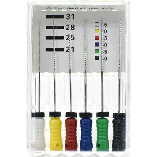RZ3S Dental K-Files Stainless Steel 31mm/28mm/25mm/21mm For Endodontic Treatment 1 Pack