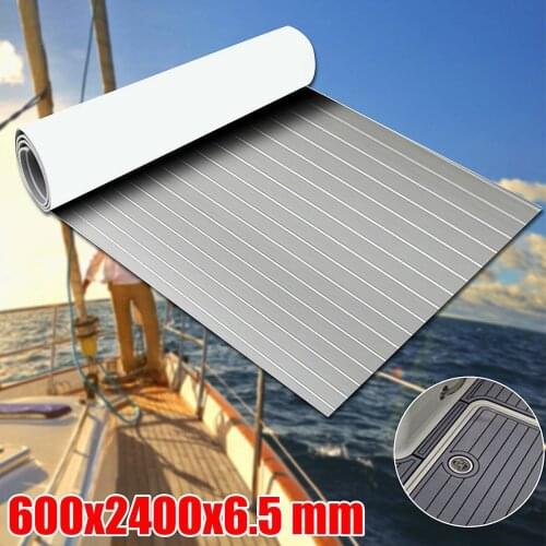 Self-Adhesive 600x2400x6.5mm Foam Teak Decking EVA Foam Marine Flooring Faux Boat Decking Sheet Accessories Marine Grey White