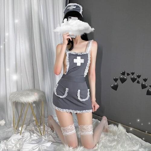 Cosplay Nurse Maid Sexy Lingerie Erotic Costume Outfit Girl Gray Kawaii Doctor Temptation Roleplay For Women Underwear Set