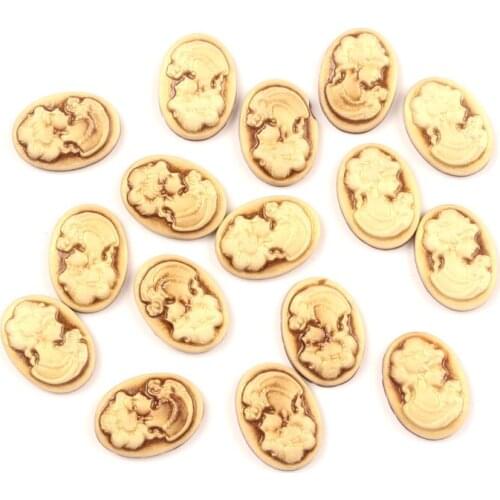 Resin Bronze Bottom White Beauty Head Oval Decoration Crafts Flatback Cabochon Embellishments For Scrapbooking DIY Accessories