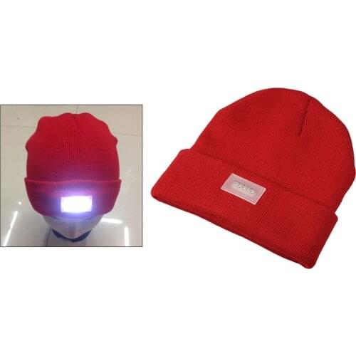 LED Lighted Beanie Night Dog Walking Running Hat Bright Knit Hat with Light Lamp Flashing Headlamp 5-Color