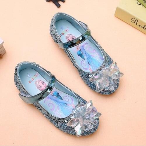 Disney Frozen Girls Rhinestone Dance Kids Shoes Children Princess Shoes Glitter Leather Party Dress Wedding Sandals