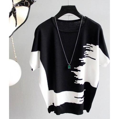 Short Sleeve Tops Women Knit Blouse Women Blusas Mujer De Moda 2021 Verano Blouses Top Femme O-Neck Knitted Blouse Shirt E812