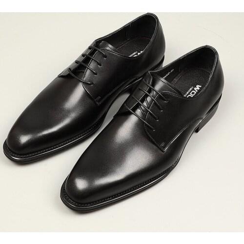 European style mens shoes, British gentlemans small square toe, first layer of cowhide business dress shoes