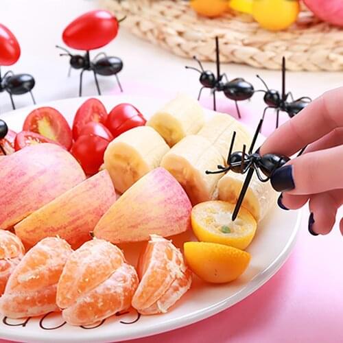 12pcs/set Kawaii Fruit Fork Reusable Ant Fruit Fork Tableware Multiple Use Snack Cake Dessert Fork for Party Kitchen Accessories