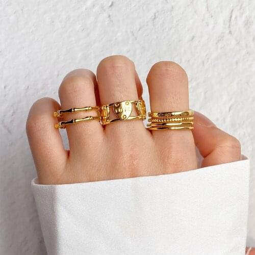 FNIO Fashion Jewelry Ring Hot Selling Metal Alloy Hollow Round Opening Women Finger Ring For Girl Lady Party Wedding Gifts