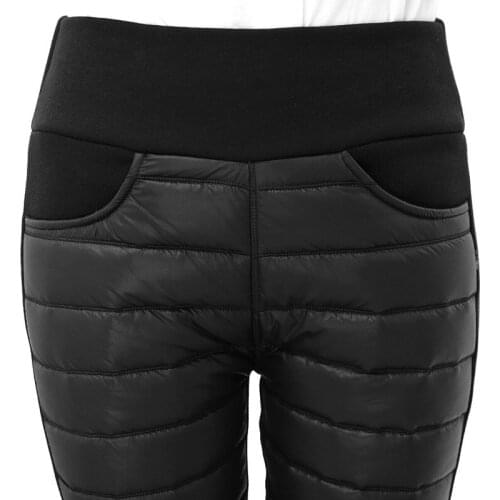 Winter High Waist Thick Velvet Trousers For Women Windproof Down Pants Ladies Patchwork Colors Straight Warm Legging Woman