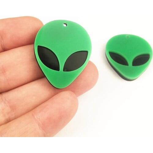 10pcs Acrylic Resin Cute UFO Alien Head Pendant For Necklace Bracelet Women Jewelry DIY Making Charms