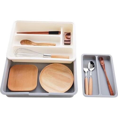 3 In 1 Kitchen Storage Container Drawer Separated Storage Box Plastic Kitchen Desktop Chopsticks Spoon Tableware Finishing Box
