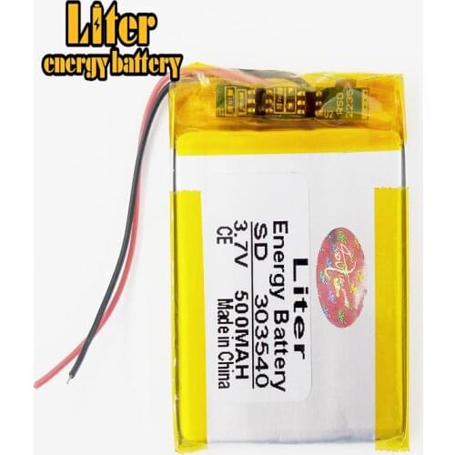 303540 smallest lipo battery 3.7v 500mah with wire and connector 303541 303540