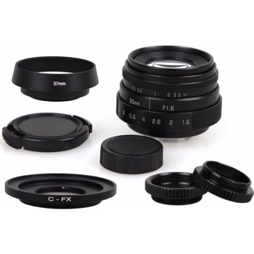 35mm F1.6 CCTV Lens C Mount Camera Lens +Lens Hood kit For Fuji Fujifilm X-E2 X-E1 X-Pro1 X-M1 X-A2 X-A1 X-T1