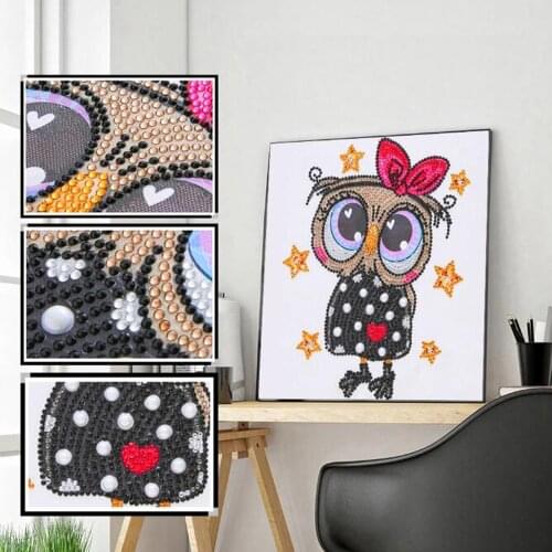 5D Diamond Painting Cute Owl Special Shaped Diamond Embroidery Animals Cross Stitch Mosaic Rhinestone Crafts Kit Home Wall Decor
