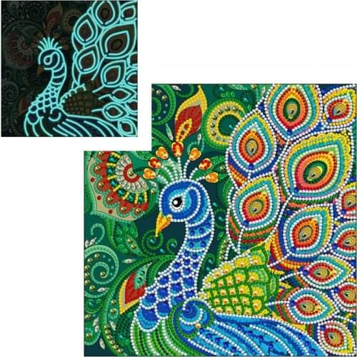 5D Peacock Luminous DIY Diamond Painting Cross Stitch Kit Embroidery Mosaic Home Decor Picture Of Rhinestones Craft Toys Gift