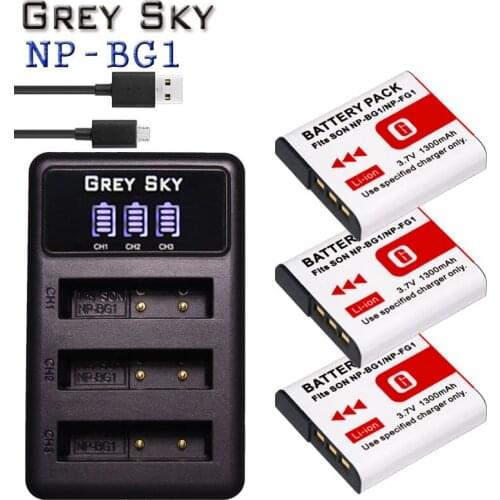 1300mAh NP-BG1 NP BG1 Battery +LCD USB Charger For SONY Cyber-shot DSC-H3 DSC-H7 DSC-H9 DSC-H10 DSC-H20 DSC-H50 DSC-H55 L10