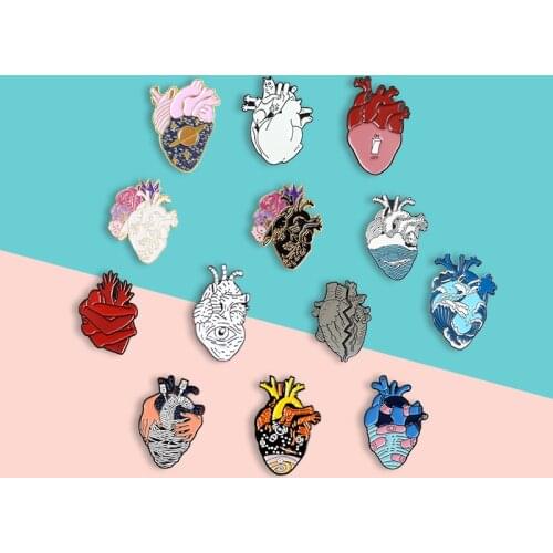 New color rose heart marine series alloy enamel brooch animal heart creative badge fashion personality denim clothing pendant