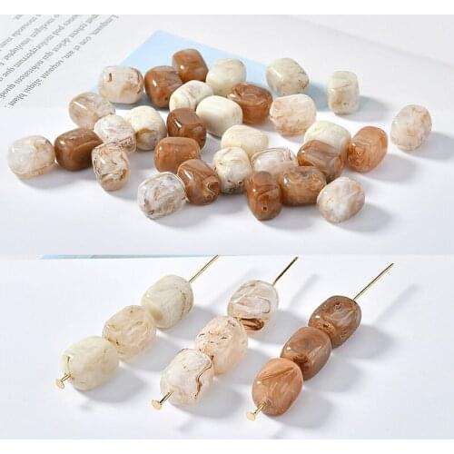 New Arrival 60pcs/Lot 13*9MM Wood Style Resin Jewelry Beads Rectangle Shape Plastic DIY Bracelet Necklace Earring Loose Beads