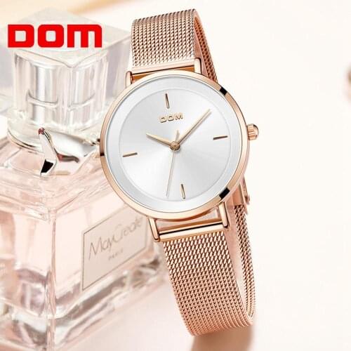 Watch Women DOM Top Brand Luxury Quartz Watches Casual Quartz-watch Mesh strap ultrathin clock Woman Dress Rose Gold reloj mujer