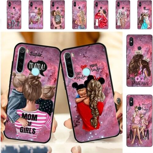YNDFCNB Girl Baby Super Mom Woman Phone Case for Redmi Note 4 5 6 8 9 pro Max 4X 5A 9S cover