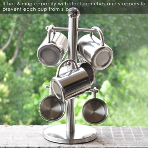 Stainless Steel Cup Holder Kitchen Household Dsektop Metal Frame Rack Coffee Milk Tea Mug Stand Holder