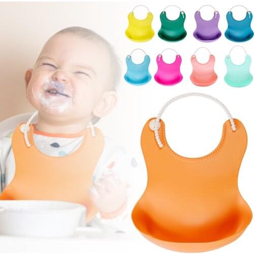 Baby Bib for Newborn Cute Cartoon Print Kid Feeding Waterproof Baby Bibs Silicone Adjustable Food Saliva Towel Burp Cloth