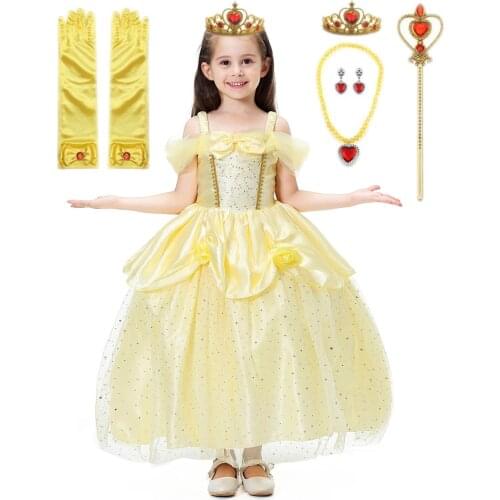 Girls Princess Sleeping Beauty Dress Up Dresses Kids Party Cosplay Costumes Little Girl Tangled Role Playing Frocks 4
